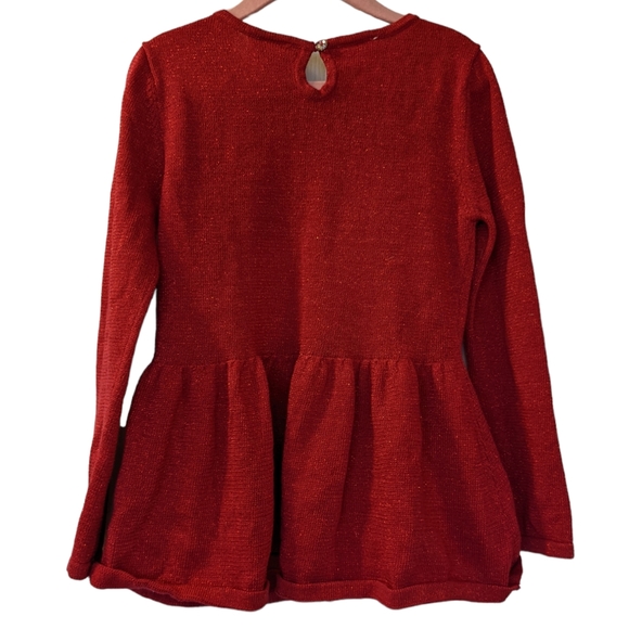 Koala kids girls sweater tunic top in red and sparkle, size 5t peter pan collar - Picture 2 of 5